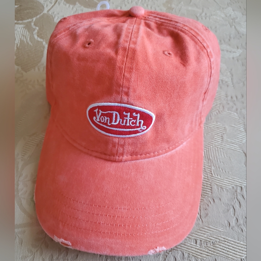 Von Dutch Distressed Trucker Hat/ Orange